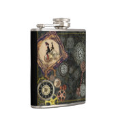 Vintage Steampunk-Uhrwerk-Mechanische Musterkunst Flachmann (Rechts)