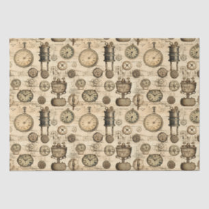 Vintage-Steampunk-Uhrwerk-Pergament Braun Seidenpapier