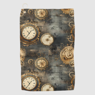 Vintage-Steampunk-Uhrwerk-Zahnräder Bronze Schwarz Golfhandtuch