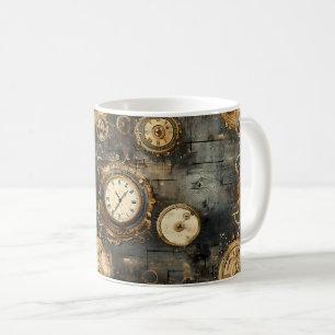 Vintage-Steampunk-Uhrwerk-Zahnräder Bronze Schwarz Kaffeetasse