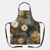 Vintage-Steampunk-Uhrwerkzahnräder Bronze Schwarz Schürze (Vorderseite)