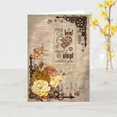 Vintage Steampunk-Valentinenkarte - Leere Karte (Gelbe Blume)