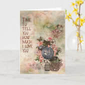 Vintage Steampunk-Valentinenkarte - Leere Karte (Gelbe Blume)