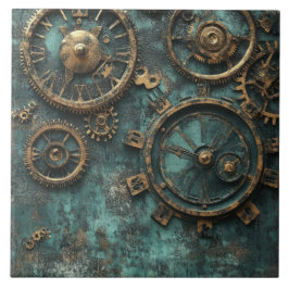 Vintage Steampunk Zahnräder & Uhrwerk Fliese