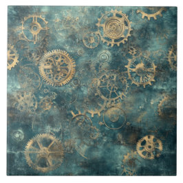 Vintage Steampunk-Zahnräder und Uhrwerk Fliese