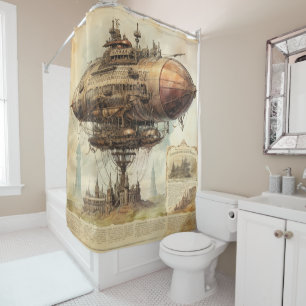 Vintage Steampunk-Zeppelin (10) Duschvorhang