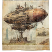 Vintage Steampunk-Zeppelin (10) Duschvorhang (Vorderseite)