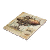 Vintage Steampunk-Zeppelin (10) Fliese (Seite)