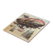 Vintage Steampunk-Zeppelin (9) Fliese (Seite)