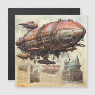 Vintage-Steampunk-Zeppelin (9) Magnetkarte