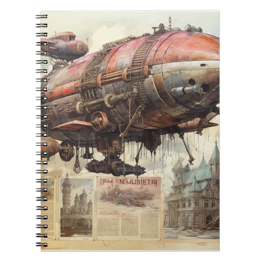 Vintage-Steampunk-Zeppelin (9) Notizblock (Vorderseite)