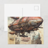Vintage Steampunk Zeppelin (9) Postkarte (Vorne/Hinten)