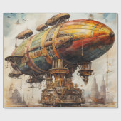 Vintage Steampunk-Zeppelin Geschenkpapier (Flach)