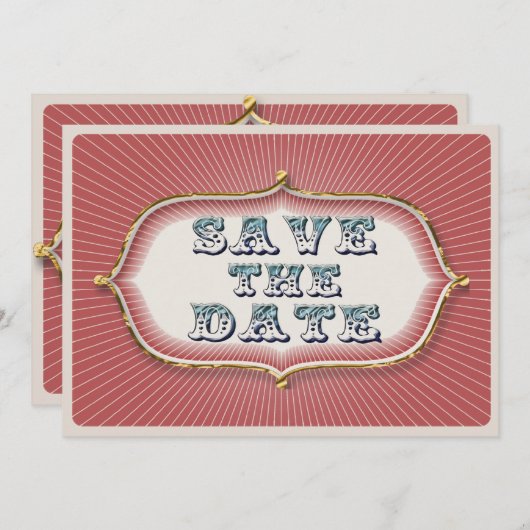 Vintage Steampunk-Zirkusstrahlen Save the Date (Vorne/Hinten)