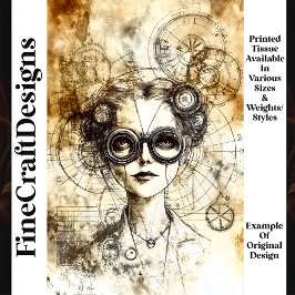 Vintage Steampunkweibliche Blueprint N6 Decoupage Seidenpapier