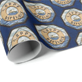 Vintage Steamship mit Lebensring Geburtstag Geschenkpapier (Rolleneckpunkt)