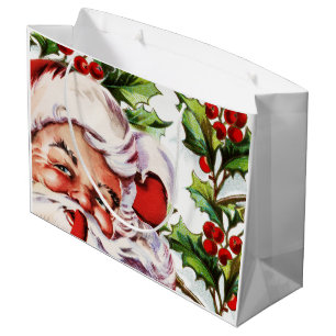 Vintage Stechpalme Weihnachtsmanns elegant Große Geschenktüte