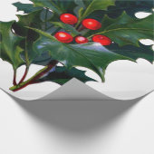 Vintage-Stechpalmen-Blatt-Beeren-Weihnachten Geschenkpapier (Ecke)