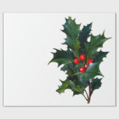Vintage-Stechpalmen-Blatt-Beeren-Weihnachten Geschenkpapier (Flach)