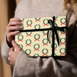 Vintage-Stechpalmenkranz Weihnachten Geschenkpapier