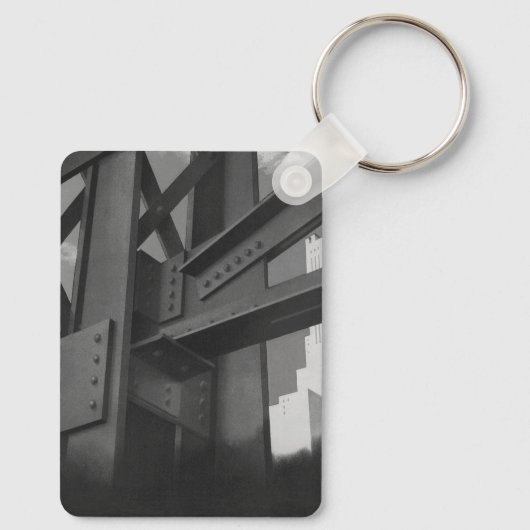 Vintage Steel Construction Skyscraper Architecture Schlüsselanhänger (Rückseite)