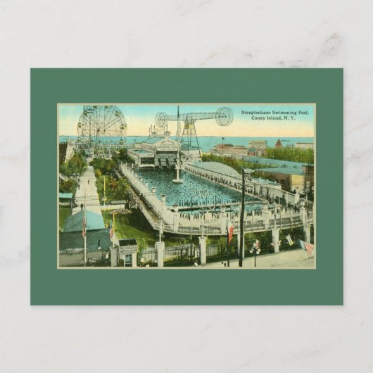 Vintage Steeplechase Schwimmbad Coney Island NY Postkarte (Vorderseite)