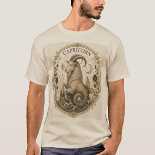 Vintage-Steinbock-Zodiac-Meeresziege-Kunst T-Shirt