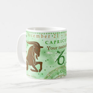 Vintage-Steinbock-Zodiactraits personalisieren Kaffeetasse