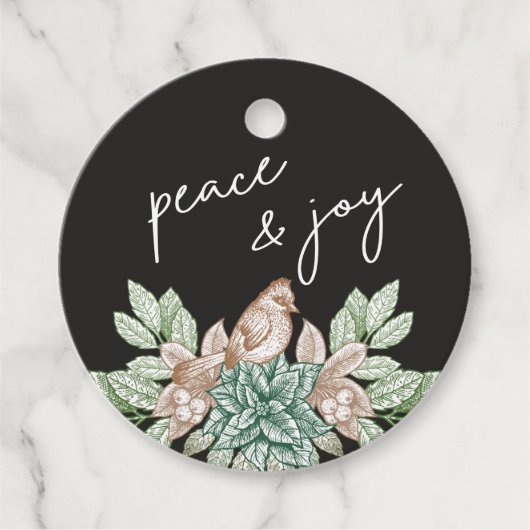Vintage Stencil heilige Pflanze glückliche Ferien Geschenkanhänger (Vorderseite)