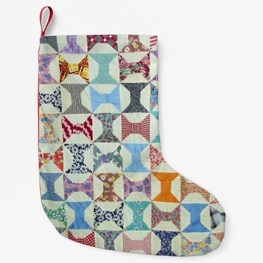 Vintage Steppdecke Kleiner Weihnachtsstrumpf (Vorderseite)