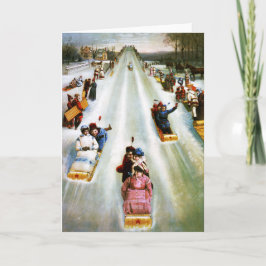 Vintage Stern Tobogganing Tageskarte Feiertagskarte