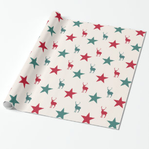 Vintage Sterne und Ren-Verpackungs-Papier Geschenkpapier