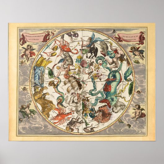 Vintage Sternenkonstellation Zodiac Star Poster (Vorne)