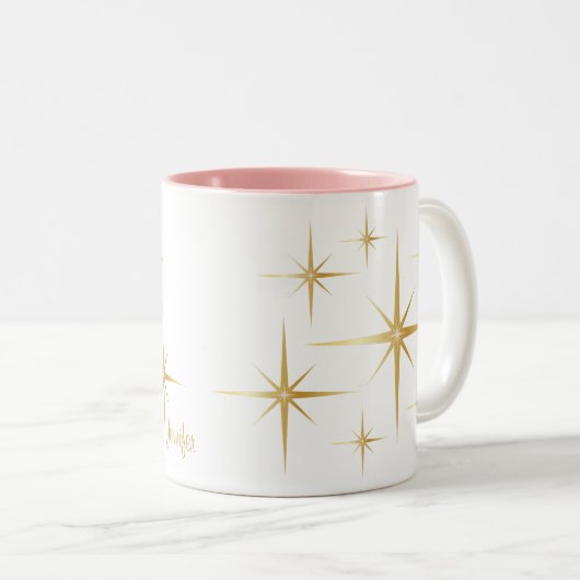 Vintage Sternexplosion-personalisierte Zweifarbige Tasse (VorderseiteRechts)