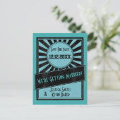 Vintage Sternexplosion Save the Date Postkarte (Stehend Vorderseite)