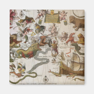Vintage-Sternkarte der Konstellation von Backer un Magnet