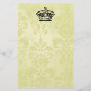 Vintage Sternkrone auf Grunge Damast Briefpapier