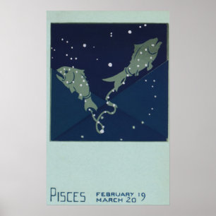 Vintage-Sternzeichen Astrologie Fische Sternbild Poster