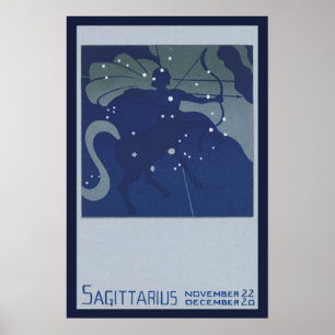 Vintage-Sternzeichen Astrologie Schütze-Konstellat Poster