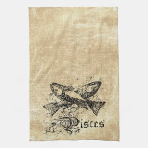 Vintage-Sternzeichen Fische Geschirrtuch