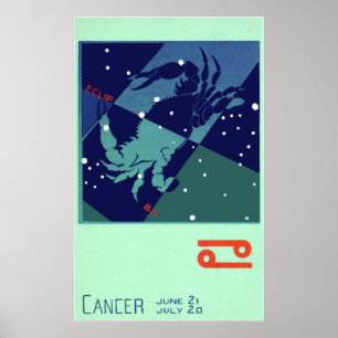 Vintage-Sternzeichen-Krebs-Konstellation Poster