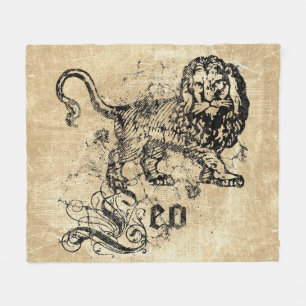 Vintage-Sternzeichen Löwe Fleecedecke