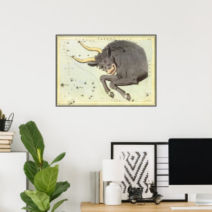 Vintage-Sternzeichen Stier Astrologie Sternbild Poster
