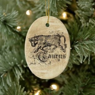 Vintage-Sternzeichen Stier Keramik Ornament