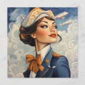 Vintage Stewardess-Flachmerkkarte Hinweiskarte (Vorderseite)