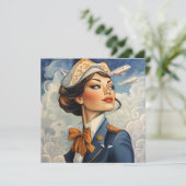 Vintage Stewardess-Flachmerkkarte Hinweiskarte (Stehend Vorderseite)