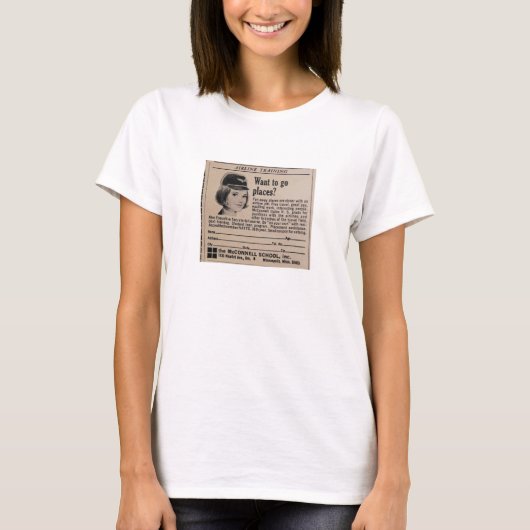 Vintage Stewardess-Fluglinien-Karriere T-Shirt (Vorderseite)