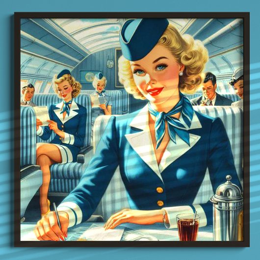 Vintage Stewardess-Illustration Poster