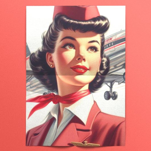 Vintage Stewardess-Illustration Seidenpapier