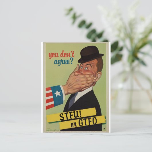Vintage STFU oder GTFO Postkarte (Stehend Vorderseite)